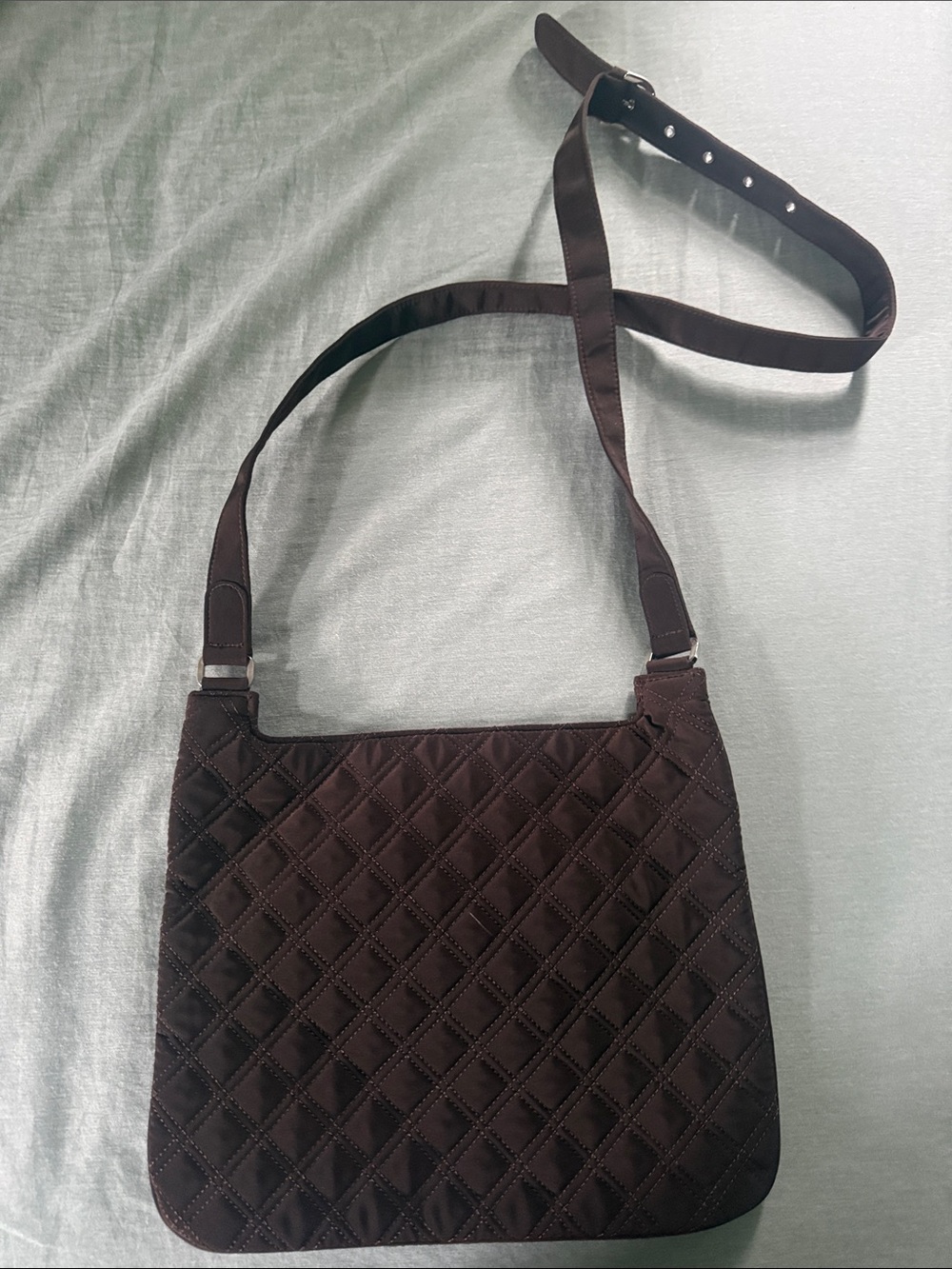 Quilted Brown Crossbody Shoulder Bag - Picture 2 of 3